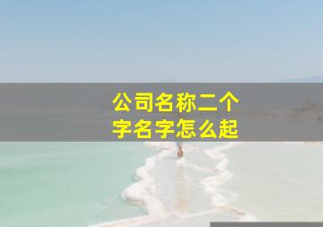 公司名称二个字名字怎么起