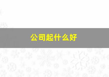 公司起什么好