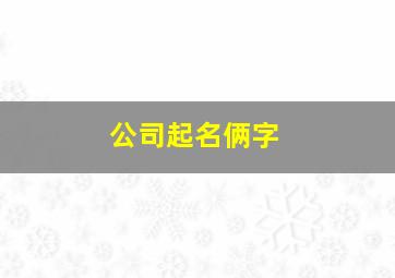 公司起名俩字,公司起名字2个字大气且聚财的好名参考