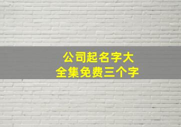 公司起名字大全集免费三个字,公司起名字大全三个字