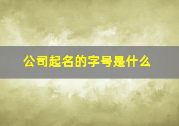 公司起名的字号是什么,公司起名的字号是什么意思