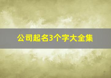 公司起名3个字大全集,公司起名字大全集三个字