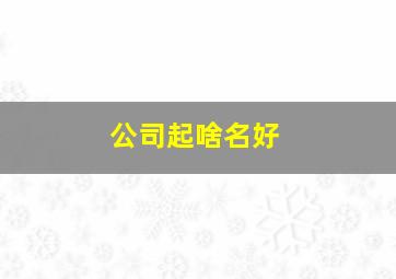 公司起啥名好,公司起什么名字大气