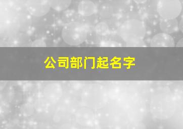 公司部门起名字,公司各部门名称大全