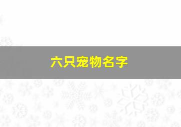 六只宠物名字,六个宠物名字