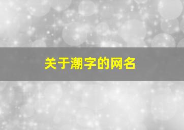 关于潮字的网名,潮的id