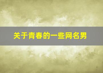 关于青春的一些网名男,关于青春的呢称