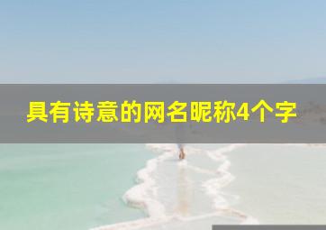 具有诗意的网名昵称4个字,4个字诗意又撩人的游戏名字4个字诗意又撩人的游戏名字有哪些