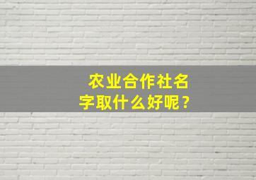 农业合作社名字取什么好呢？,农业专业合作社取名字