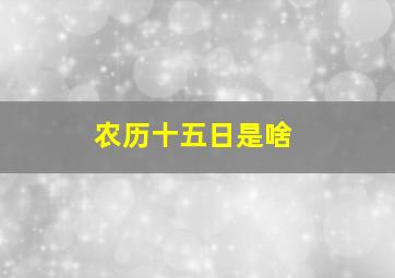 农历十五日是啥,农历正月十五是什么节日