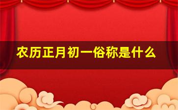 农历正月初一俗称是什么,农历正月初一是啥节日