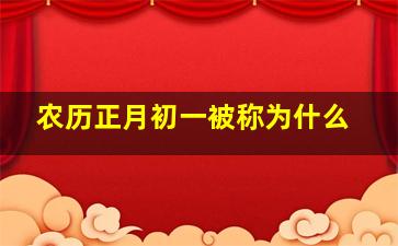 农历正月初一被称为什么,农历正月初一的俗称是什么