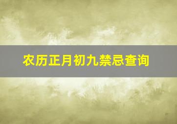 农历正月初九禁忌查询,2024年正月初九禁忌和风俗