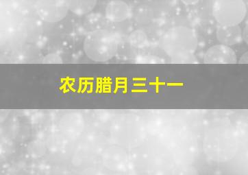 农历腊月三十一,农历腊月三十一阳历多少