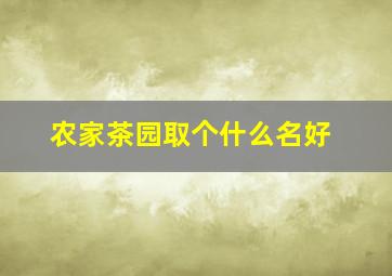 农家茶园取个什么名好,茶园取什么名字好