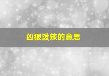 凶狠泼辣的意思,凶狠泼辣的意思解释