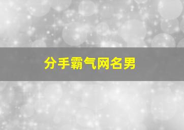 分手霸气网名男,分手霸气网名男生