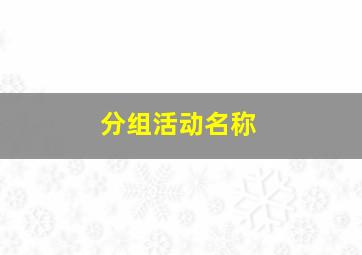 分组活动名称,活动分组组名