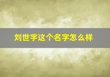 刘世宇这个名字怎么样,刘世宇id