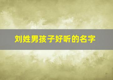 刘姓男孩子好听的名字,刘姓男孩子好听的名字有哪些