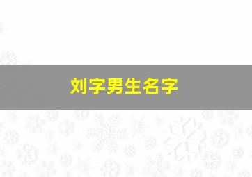 刘字男生名字,男生名姓刘