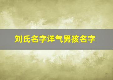 刘氏名字洋气男孩名字,刘氏好听的男孩名字