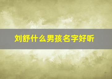 刘舒什么男孩名字好听,刘舒这个名字好吗