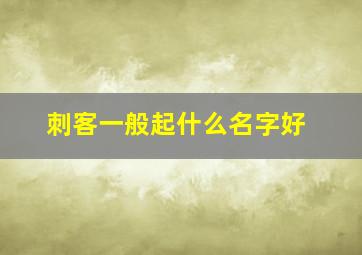 刺客一般起什么名字好,刺客取什么名字好