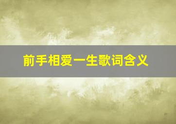 前手相爱一生歌词含义,前手相爱一生歌词含义解析