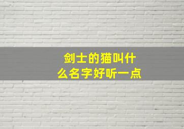 剑士的猫叫什么名字好听一点,剑士外号