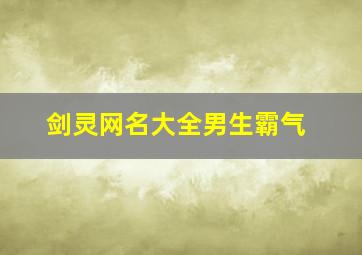 剑灵网名大全男生霸气