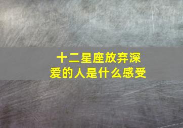 十二星座放弃深爱的人是什么感受,曾经那么死心塌地深爱过