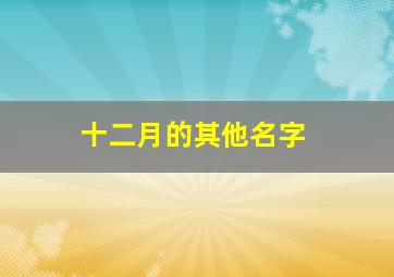 十二月的其他名字,十二月的名称