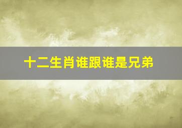 十二生肖谁跟谁是兄弟,鼠跟什么生肖是兄弟