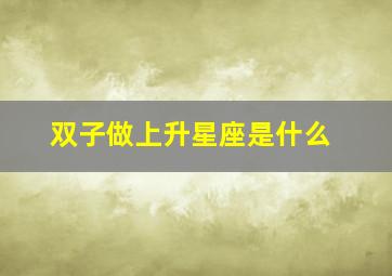 双子做上升星座是什么,双子的上升星座是什么意思