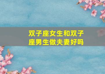 双子座女生和双子座男生做夫妻好吗,双子座女和双子座男在一起合适吗