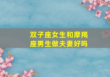 双子座女生和摩羯座男生做夫妻好吗,摩羯男和双子女配不配