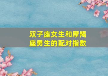 双子座女生和摩羯座男生的配对指数,双子座和摩羯座合得来吗双子女和摩羯女适合做朋友吗