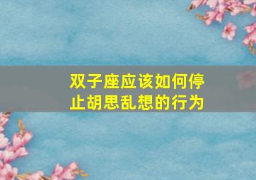 双子座应该如何停止胡思乱想的行为,怎么治双子座