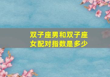 双子座男和双子座女配对指数是多少,双子座男和双子座女的性格