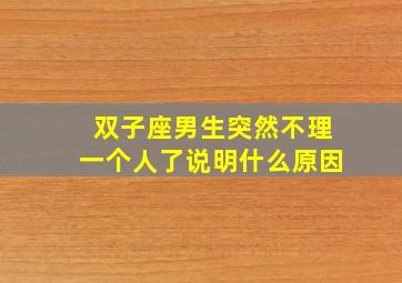 双子座男生突然不理一个人了说明什么原因,双子座的男朋友突然不接你电话和信息是啥意思