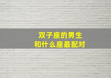 双子座的男生和什么座最配对,双子座男生与什么星座最配