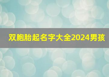 双胞胎起名字大全2024男孩,双胞胎男孩2024名字