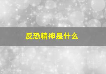 反恐精神是什么,反恐怖主义是什么意思