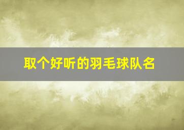 取个好听的羽毛球队名,有创意的羽毛球队名字