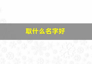 取什么名字好