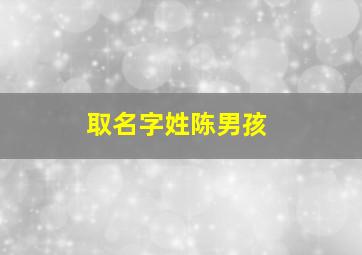 取名字姓陈男孩,姓陈的男孩名字2024