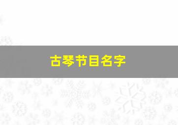 古琴节目名字,古琴活动名称