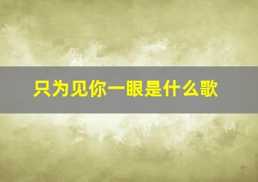 只为见你一眼是什么歌,只为见了你一眼