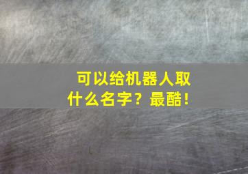 可以给机器人取什么名字？最酷！,给机器人起个名字酷炫